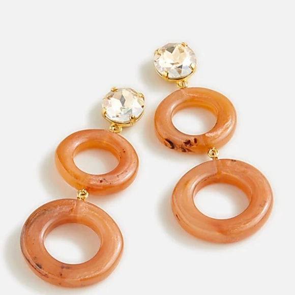J. Crew Jewelry - NEW J.Crew Made-in-Italy round drop earrings. Glass top. Lighter weight.